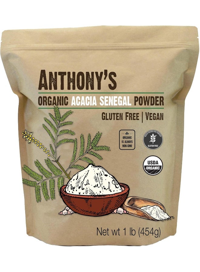 Anthony's Organic Acacia Senegal Powder, 1 lb, Batch Tested Gluten Free, Non GMO, Soluble Fiber, Prebiotic - Image 1